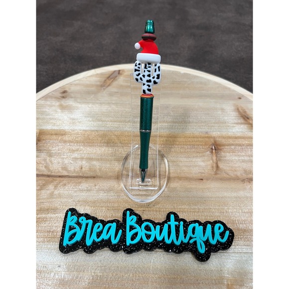 Christmas Santa Hat Cow Cactus Beaded Pen Black Ink Silicone Beads Coworker - Picture 1 of 1